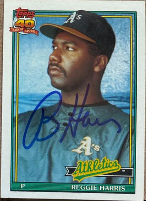 Reggie Harris Signed 1991 Topps Baseball Card - Oakland A's