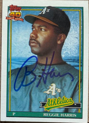 Reggie Harris Signed 1991 Topps Baseball Card - Oakland A's