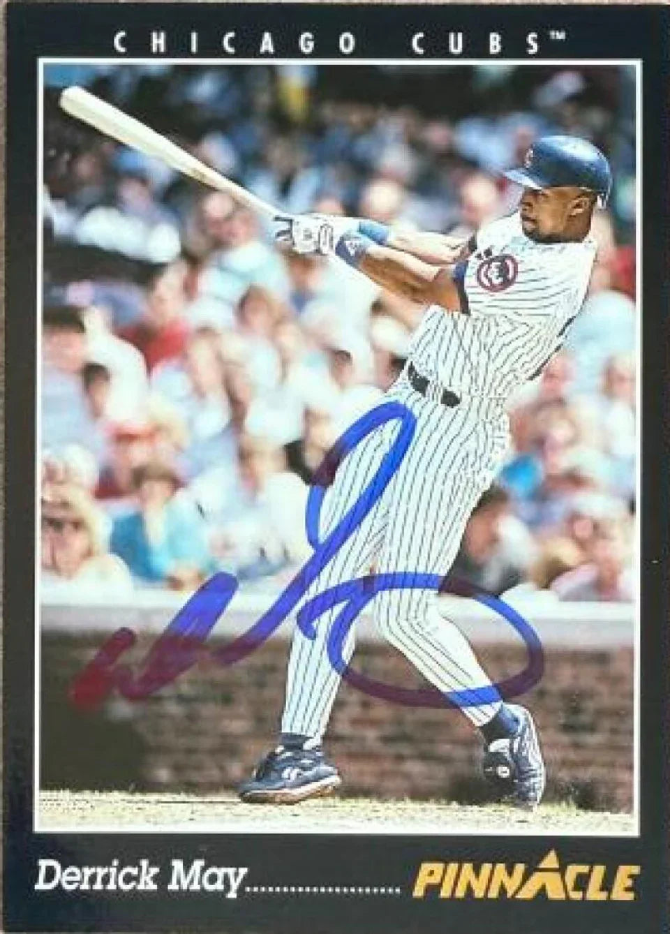 Derrick May Signed 1993 Pinnacle Baseball Card - Chicago Cubs