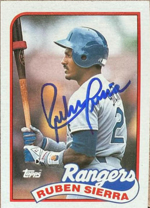 Ruben Sierra Signed 1989 Topps Baseball Card - Texas Rangers