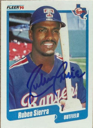 Ruben Sierra Signed 1990 Fleer Baseball Card - Texas Rangers