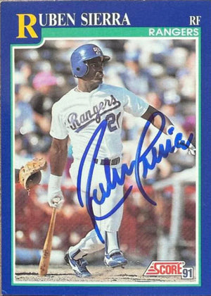 Ruben Sierra Signed 1991 Score Baseball Card - Texas Rangers