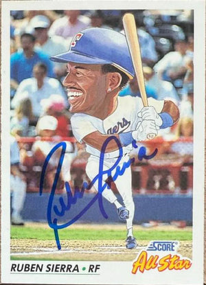 Ruben Sierra Signed 1992 Score Baseball Card - Texas Rangers #437
