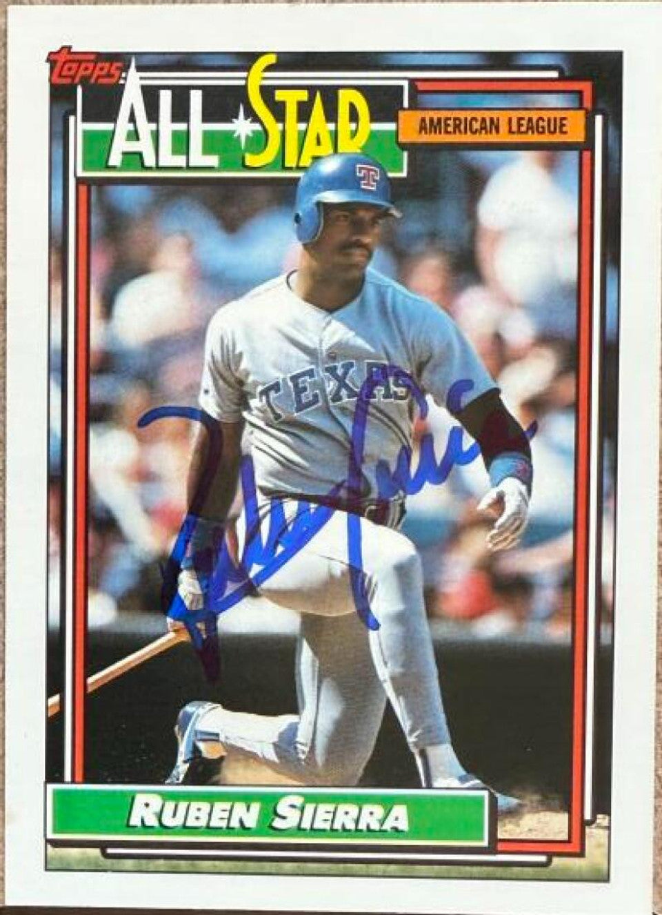 Ruben Sierra Signed 1992 Topps Baseball Card - Texas Rangers #403