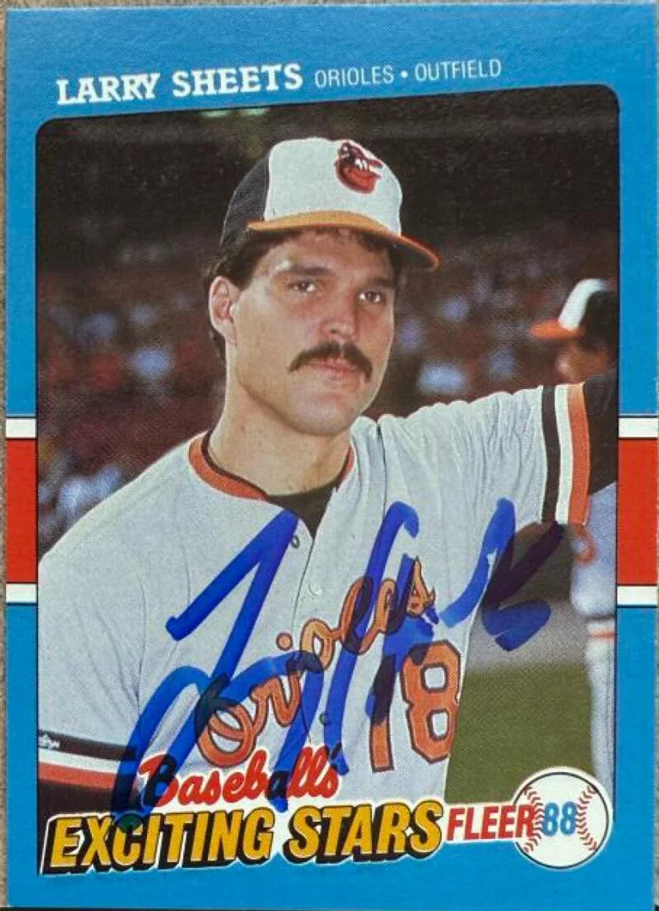 Larry Sheets Signed 1988 Fleer Exciting Stars Baseball Card - Baltimore Orioles