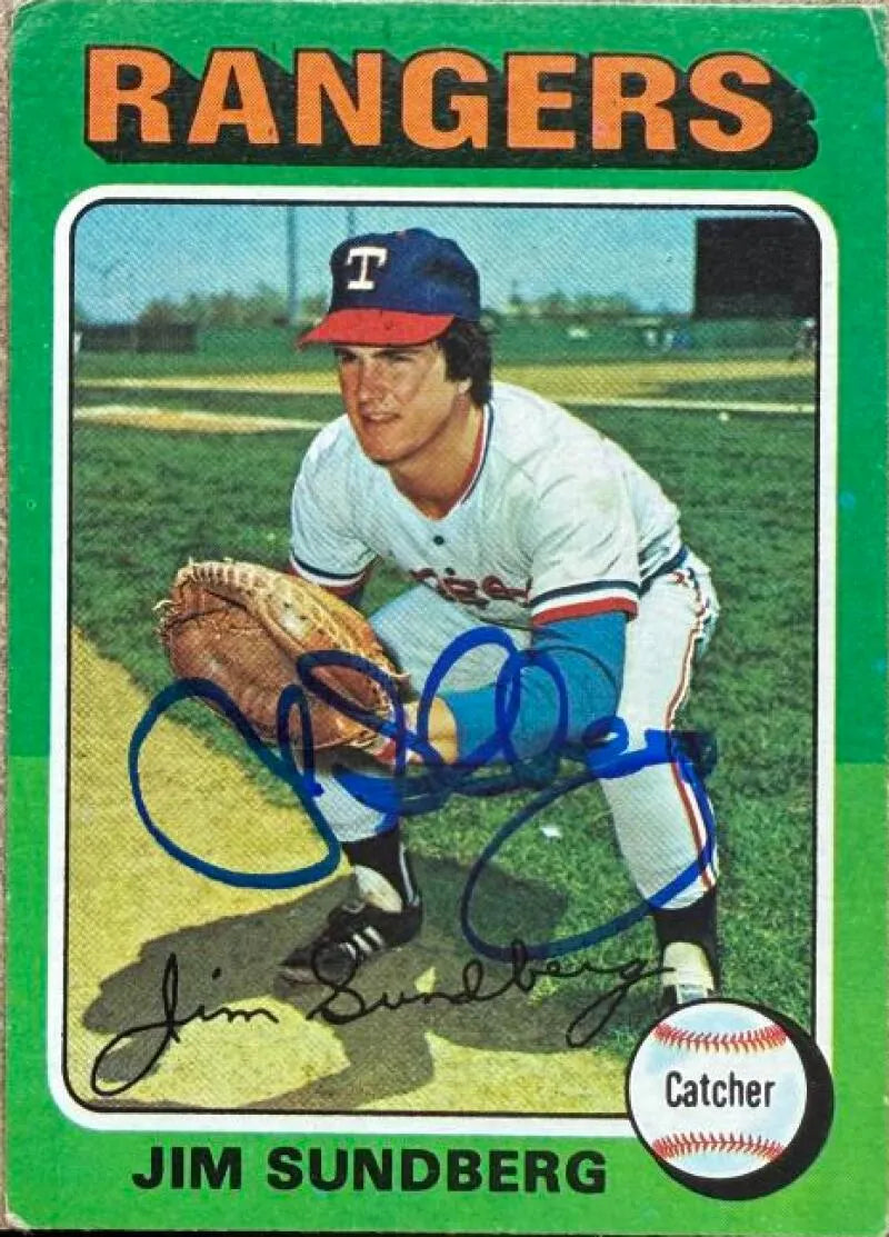 Jim Sundberg Signed 1975 Topps Baseball Card - Texas Rangers #567