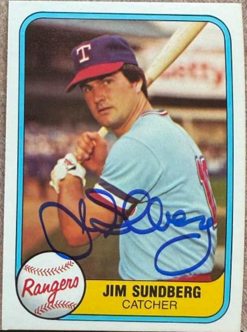 Jim Sundberg Signed 1981 Fleer Baseball Card - Texas Rangers #619