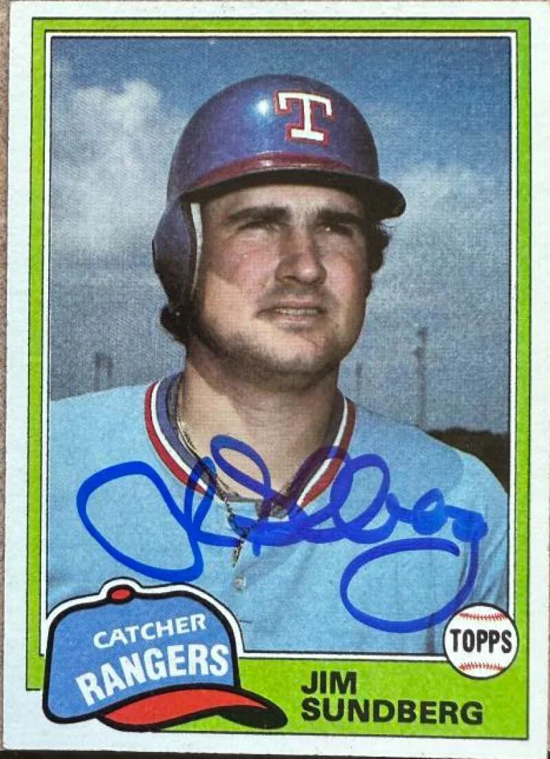 Jim Sundberg Signed 1981 Topps Baseball Card - Texas Rangers #95
