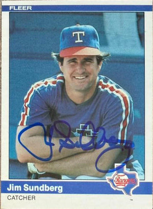 Jim Sundberg Signed 1984 Fleer Baseball Card - Texas Rangers #431