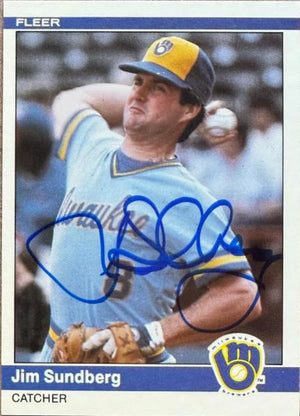 Jim Sundberg Signed 1984 Fleer Update Baseball Card - Milwaukee Brewers #U-113
