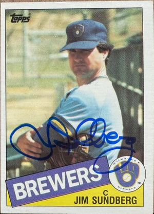 Jim Sundberg Signed 1985 Topps Baseball Card - Milwaukee Brewers #446