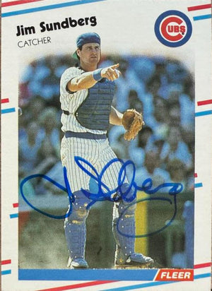 Jim Sundberg Signed 1988 Fleer Baseball Card - Chicago Cubs #434