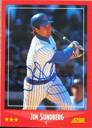 Jim Sundberg Signed 1988 Score Baseball Card - Chicago Cubs #244