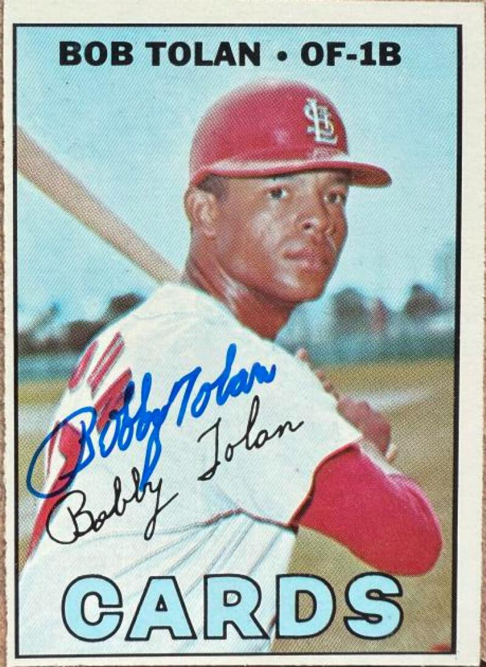 Bobby Tolan Signed 1967 Topps Baseball Card - St Louis Cardinals