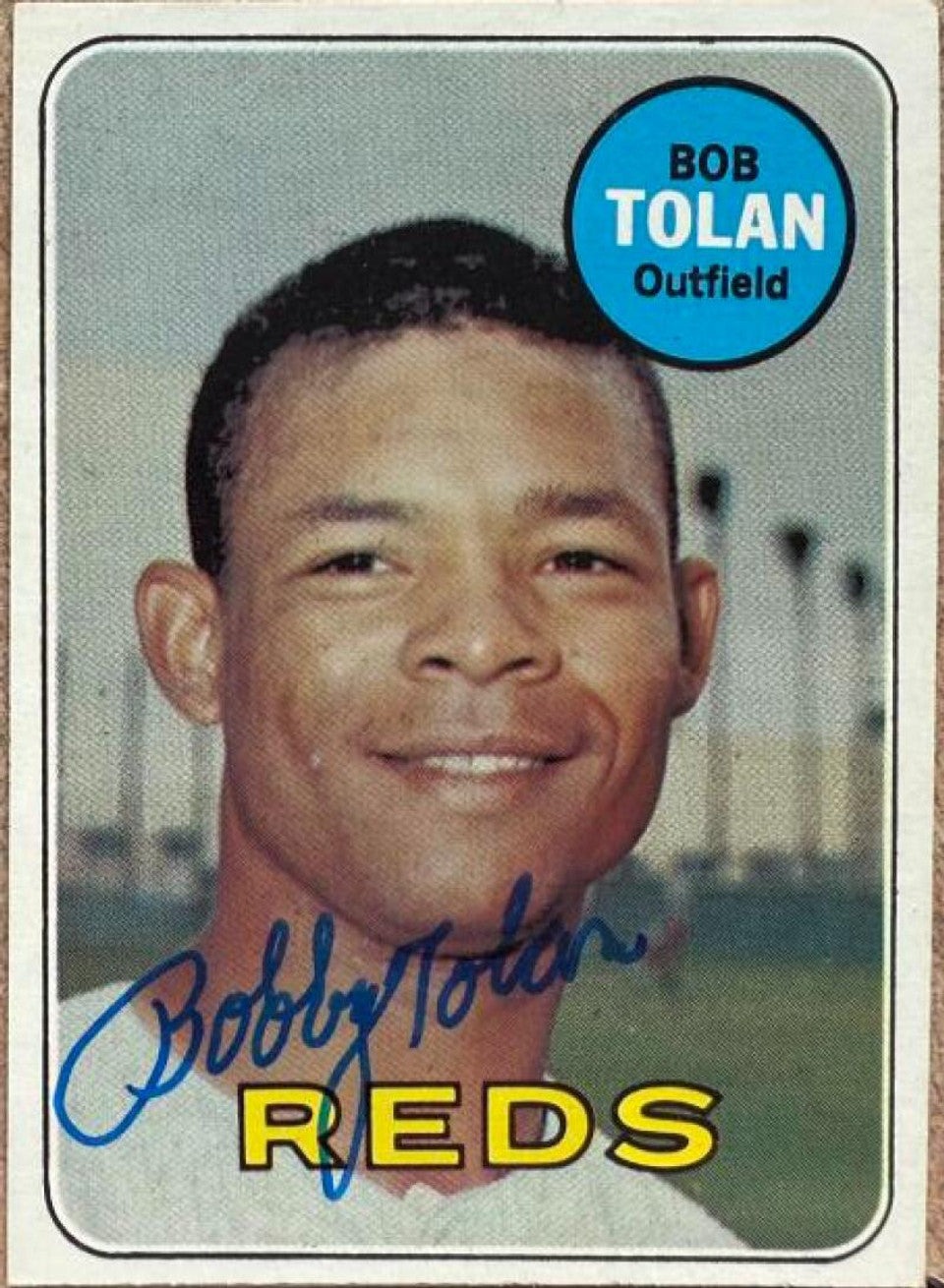 Bobby Tolan Signed 1969 Topps Baseball Card - Cincinnati Reds