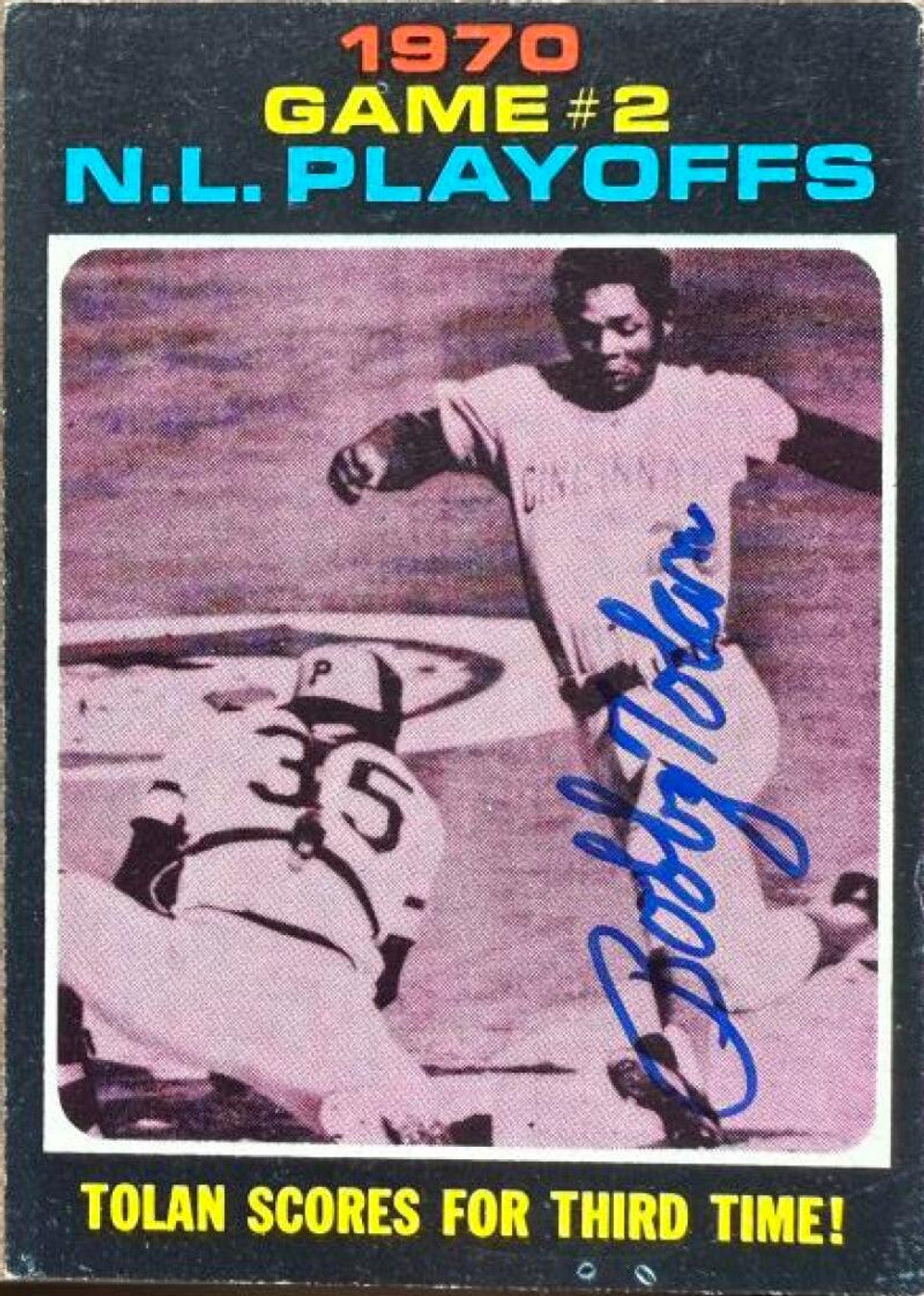 Bobby Tolan Signed 1971 Topps Baseball Card - Cincinnati Reds #200