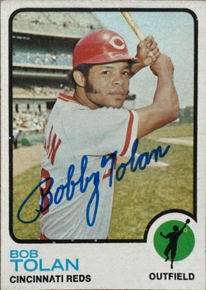 Bobby Tolan Signed 1973 Topps Baseball Card - Cincinnati Reds #335