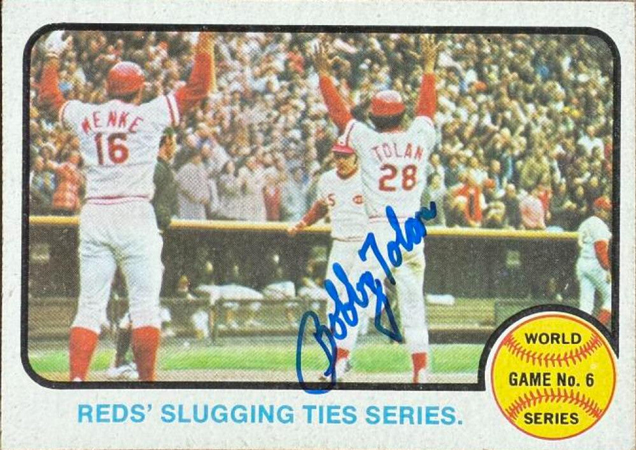 Bobby Tolan Signed 1973 Topps Baseball Card - Cincinnati Reds #208