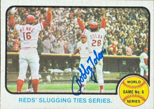Bobby Tolan Signed 1973 Topps Baseball Card - Cincinnati Reds #208