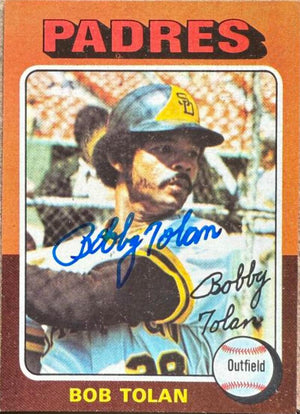 Bobby Tolan Signed 1975 Topps Baseball Card - San Diego Padres