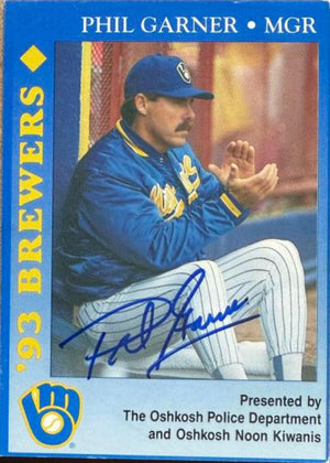 Phil Garner Autographed 1993 Milwaukee Police Baseball Card - Milwaukee Brewers