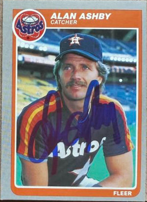Alan Ashby Signed 1985 Fleer Baseball Card - Houston Astros #343