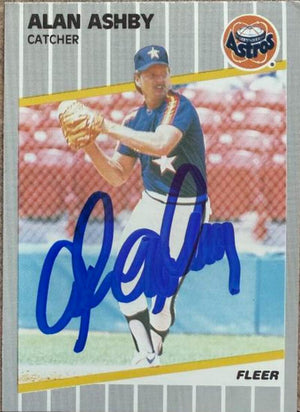 Alan Ashby Signed 1989 Fleer Baseball Card - Houston Astros #350