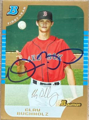 Clay Buchholz Signed 2005 Bowman Gold Draft Picks & Prospects Baseball Card - Boston Red Sox #BDP81 FY