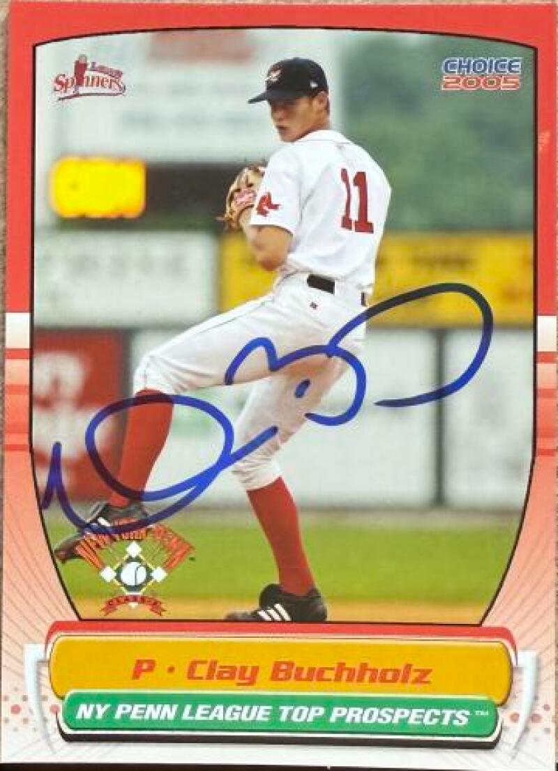 Clay Buchholz Signed 2005 Choice New York-Penn League Top Prospects Baseball Card - Boston Red Sox #14