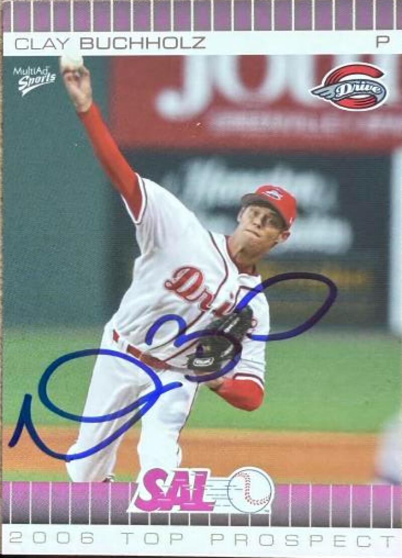 Clay Buchholz Signed 2006 MultiAd South Atlantic League Top Prospects Baseball Card - Boston Red Sox #3