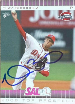Clay Buchholz Signed 2006 MultiAd South Atlantic League Top Prospects Baseball Card - Boston Red Sox #3