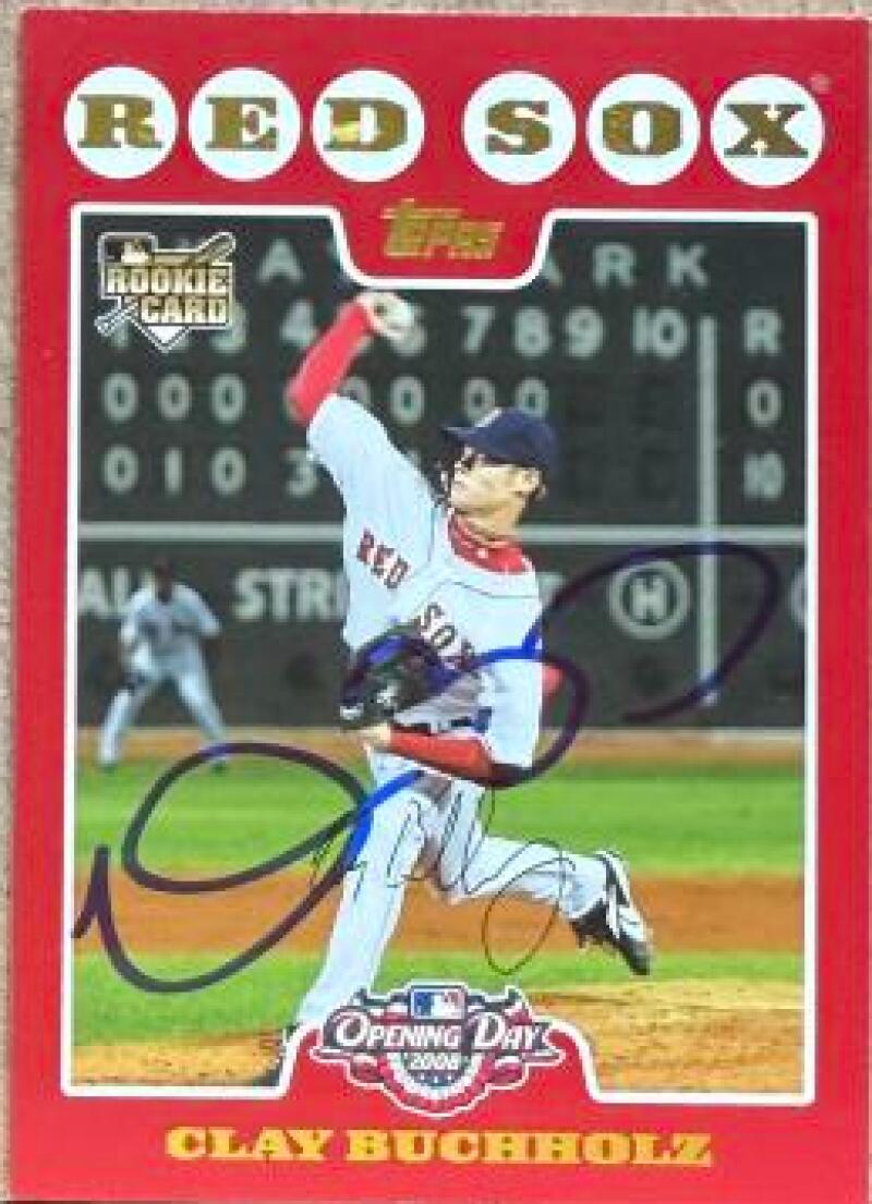Clay Buchholz Signed 2008 Topps Opening Day Baseball Card - Boston Red Sox #211