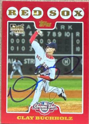 Clay Buchholz Signed 2008 Topps Opening Day Baseball Card - Boston Red Sox #211