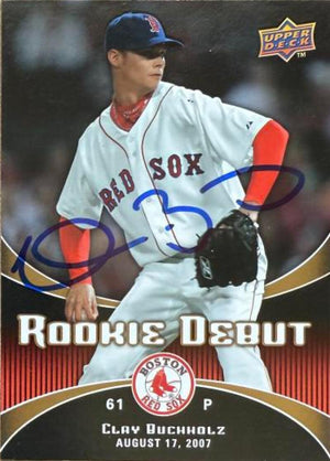 Clay Buchholz Signed 2008 Upper Deck Rookie Debut Baseball Card - Boston Red Sox #4