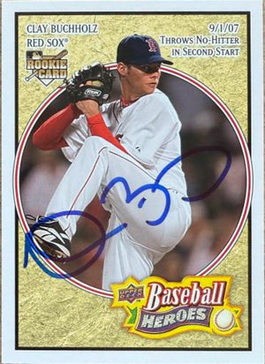 Clay Buchholz Signed 2008 Upper Deck Baseball Heroes Baseball Card - Boston Red Sox #29