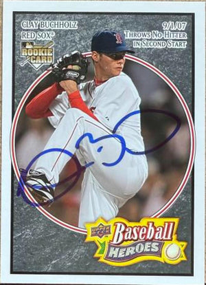 Clay Buchholz Signed 2008 Upper Deck Baseball Heroes Black Baseball Card - Boston Red Sox #29