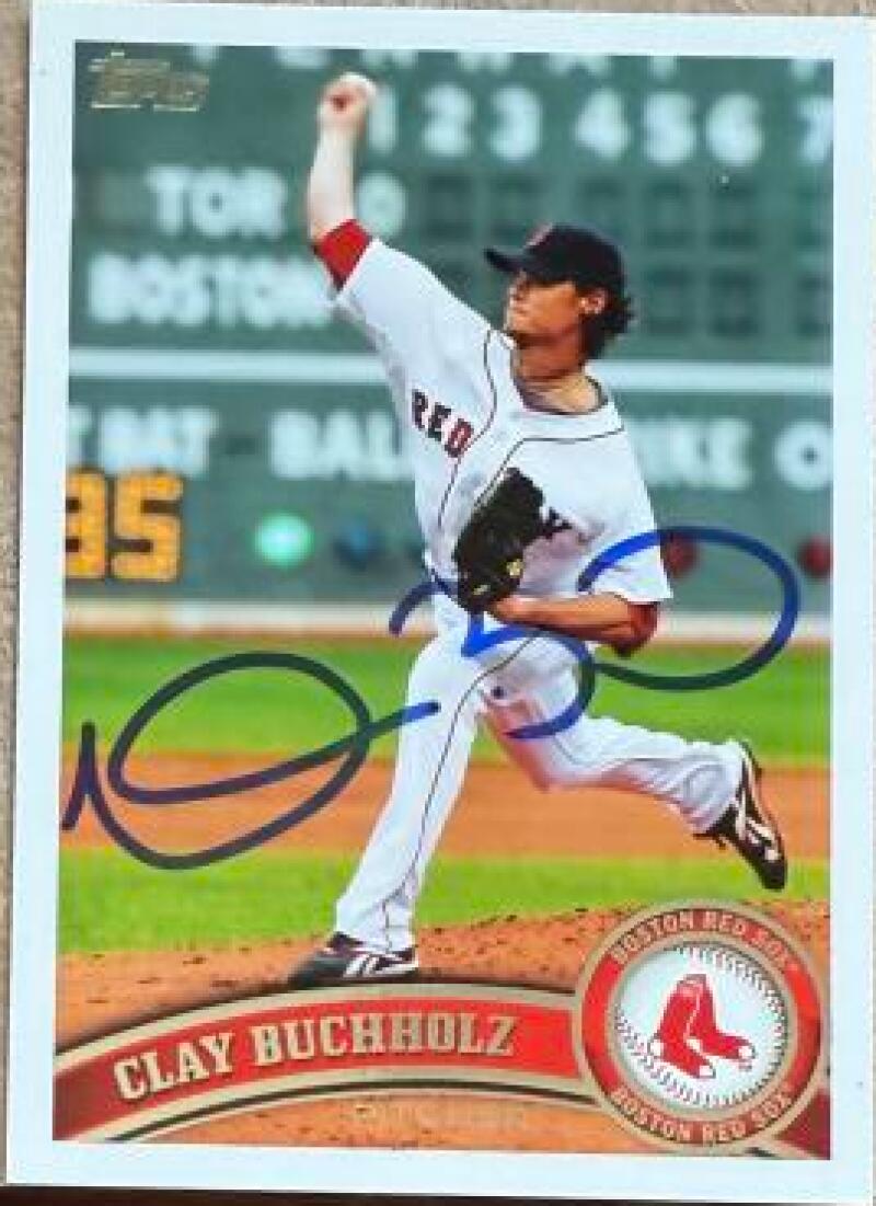 Clay Buchholz Signed 2011 Topps Baseball Card - Boston Red Sox #208