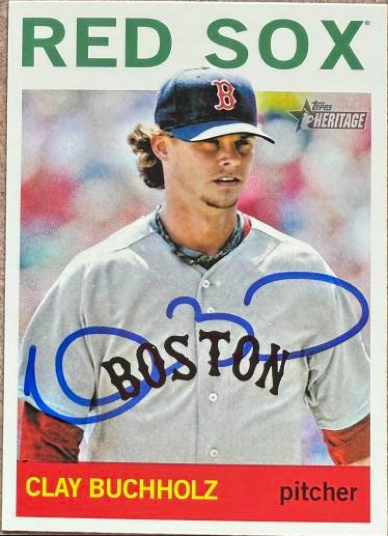 Clay Buchholz Signed 2013 Topps Heritage Baseball Card - Boston Red Sox #496