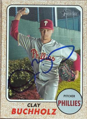 Clay Buchholz Signed 2017 Topps Heritage Baseball Card - Philadelphia Phillies #148