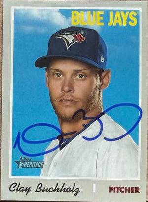 Clay Buchholz Signed 2019 Topps Heritage Baseball Card - Toronto Blue Jays #572