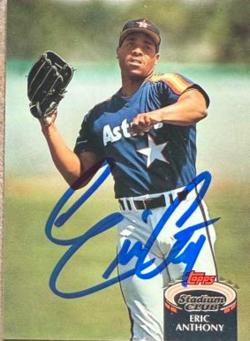 Eric Anthony Signed 1992 Stadium Club Baseball Card - Houston Astros #575