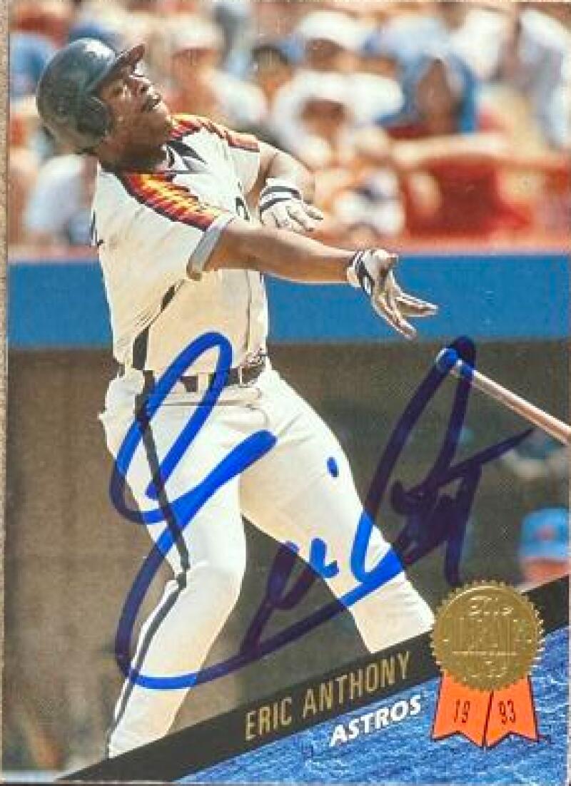 Eric Anthony Signed 1993 Leaf Baseball Card - Houston Astros #218