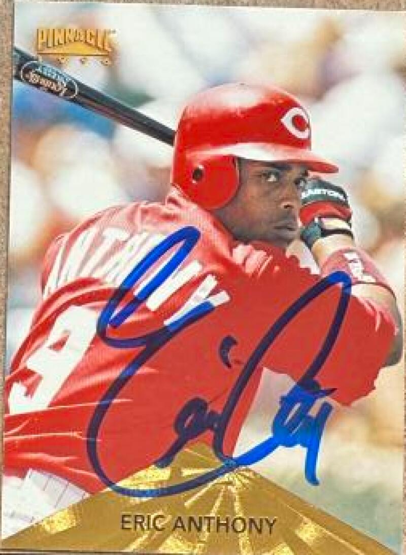 Eric Anthony Signed 1996 Pinnacle Baseball Card -Cincinnati Reds #287