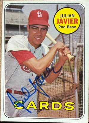 Julian Javier Signed 1969 Topps Baseball Card - St Louis Cardinals