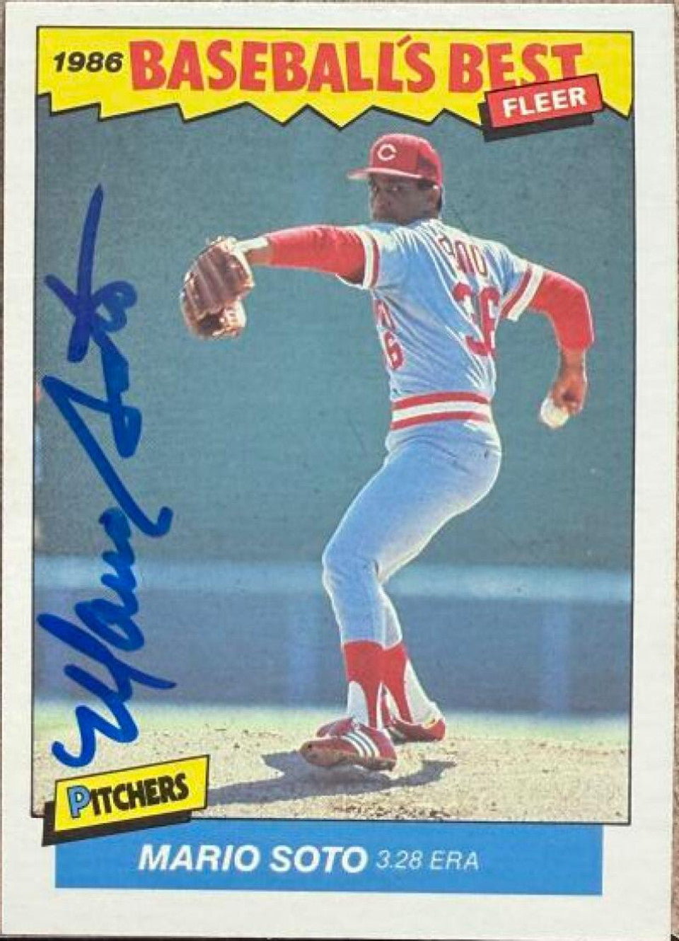 Mario Soto Signed 1986 Fleer Baseball's Best Baseball Card - Cincinnati Reds
