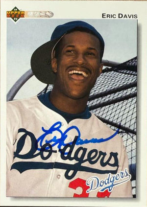 Eric Davis Signed 1992 Upper Deck Baseball Card - Los Angeles Dodgers #756
