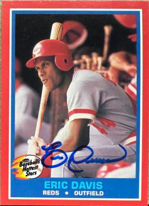 Eric Davis Signed 1987 Fleer Baseball's Hottest Stars Baseball Card - Cincinnati Reds #12