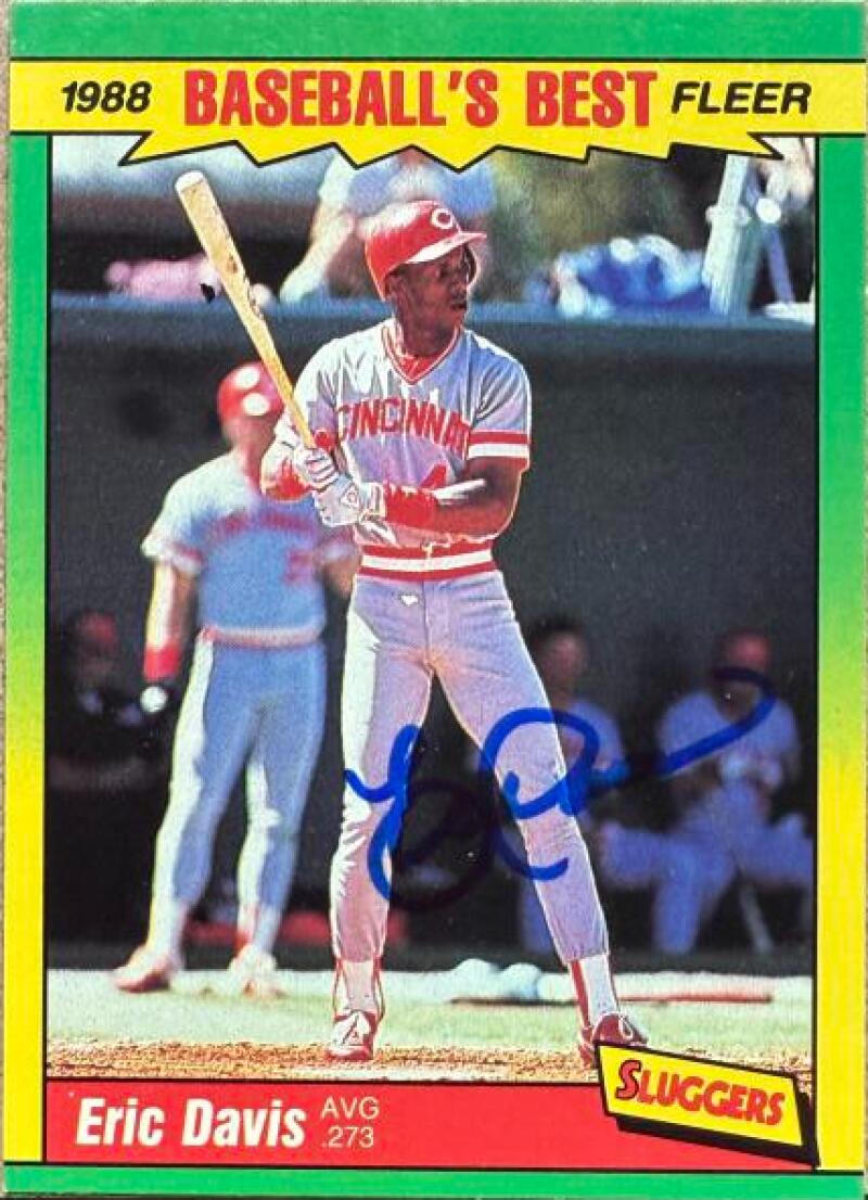 Eric Davis Signed 1988 Fleer Baseball's Best Sluggers vs. Pitchers Baseball Card - Cincinnati Reds #10