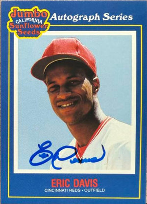 Eric Davis Signed 1990 Jumbo California Sunflower Seeds Baseball Card - Cincinnati Reds #21