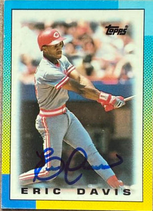 Eric Davis Signed 1990 Topps Major League Leaders Minis Baseball Card - Cincinnati Reds #53